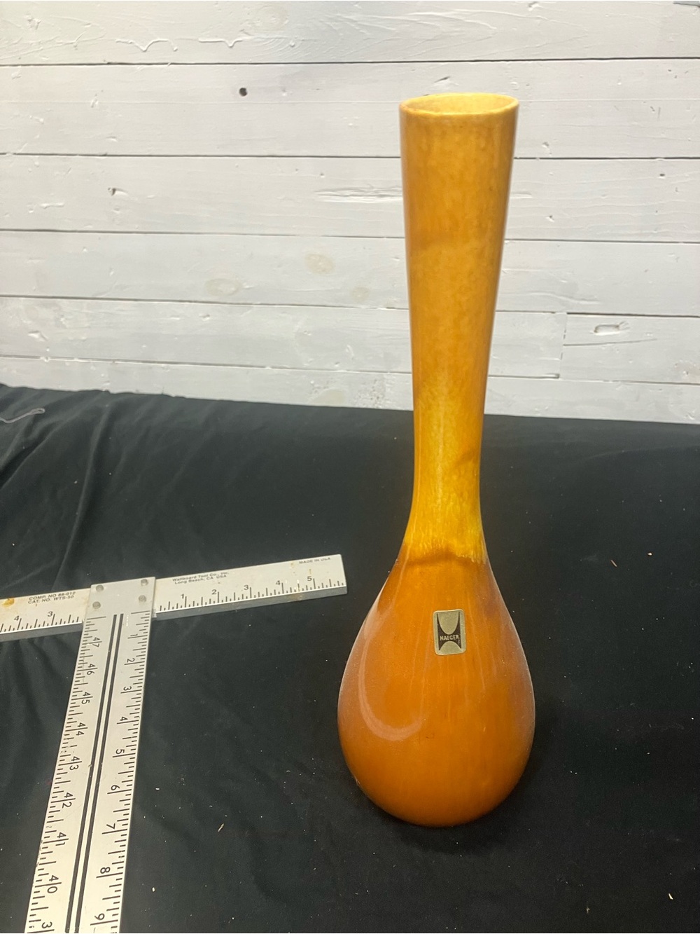 Mid-Century Style Amber Glass Bud Vase Haegar